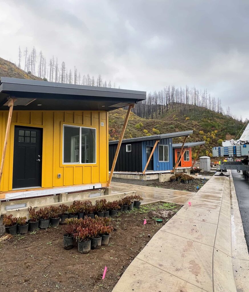 Lazy Days Community homes installed along sidewalk