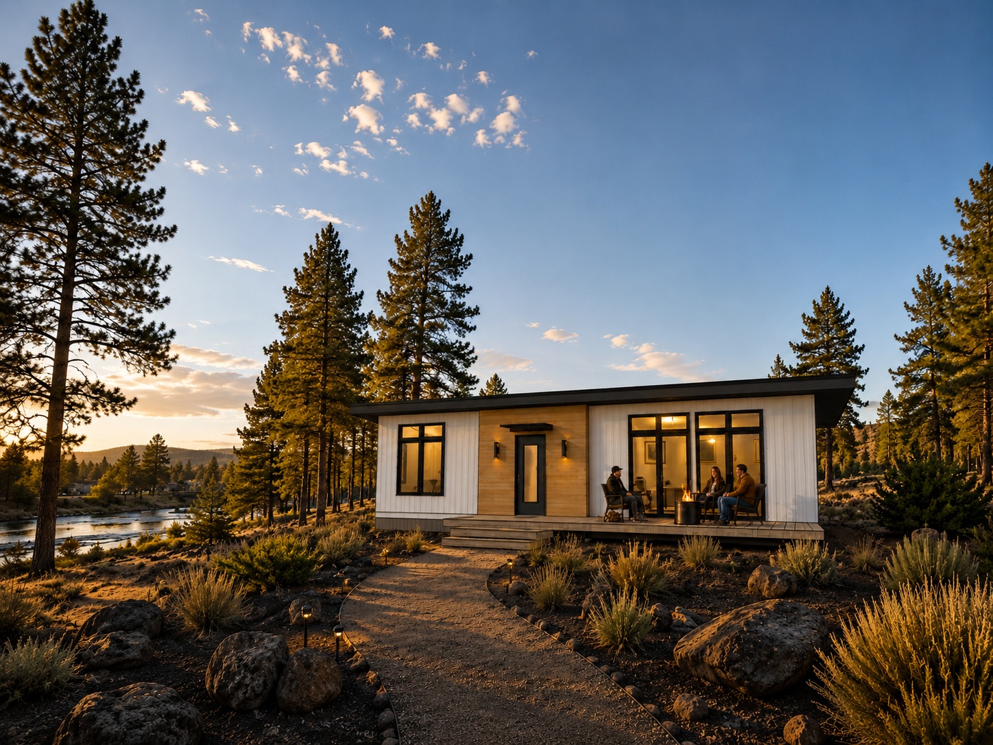 Golden hour retreat by the river
